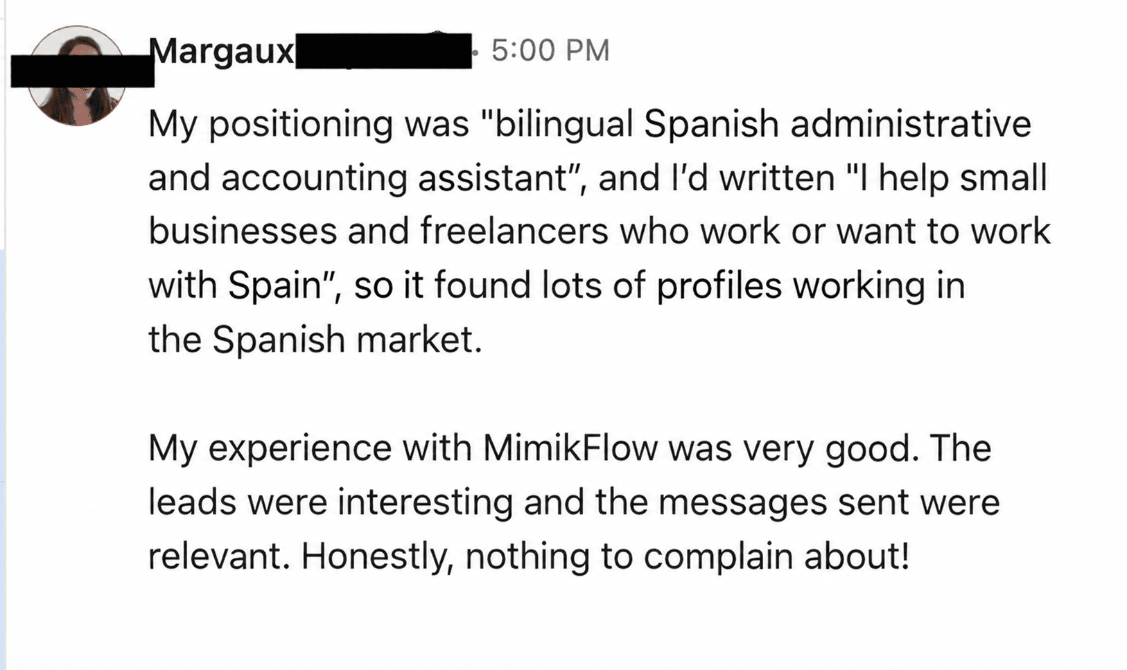 Detailed feedback on a bilingual French and Spanish positioning.