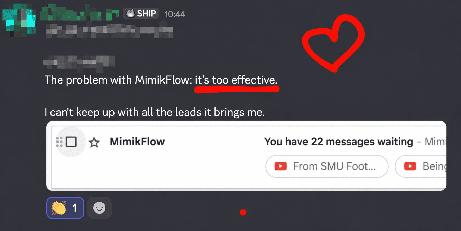 A user explains he can no longer keep up with the volume of leads coming in.