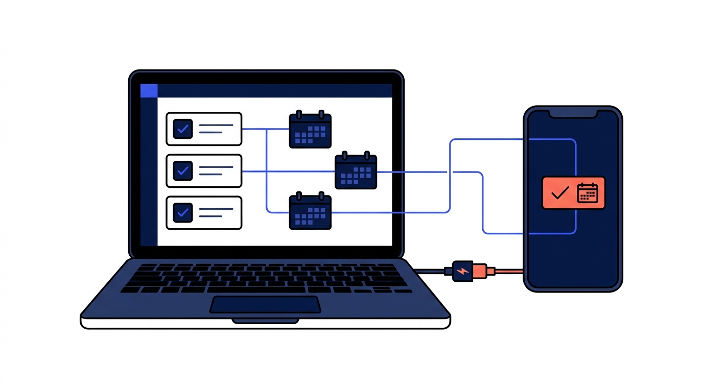 Illustration of a laptop connected